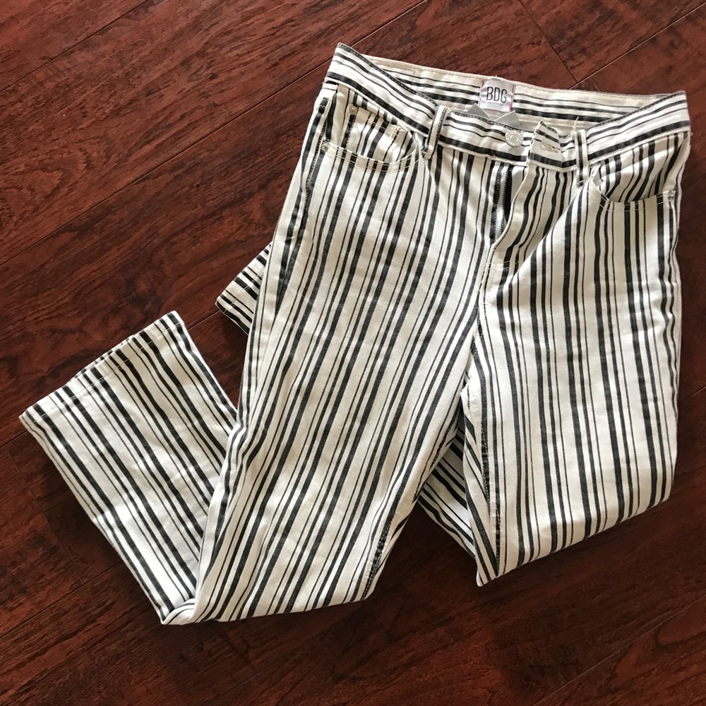 BDG high-rise striped flare crop jeans